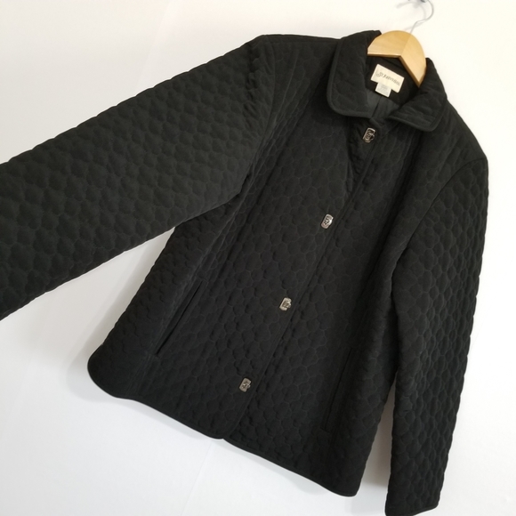 St. John's Bay Black Quilted Winter Jacket Size Large - Picture 2 of 7